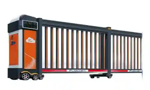 Space-saving telescopic fence sliding gate with automatic motorized drive system