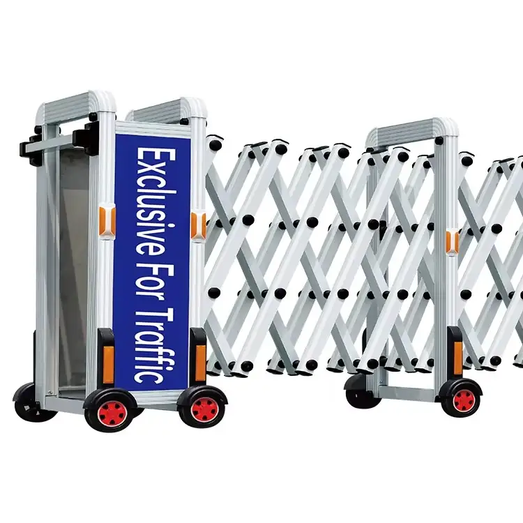 Portable aluminum alloy accordion fencing road barrier for traffic and crowd control