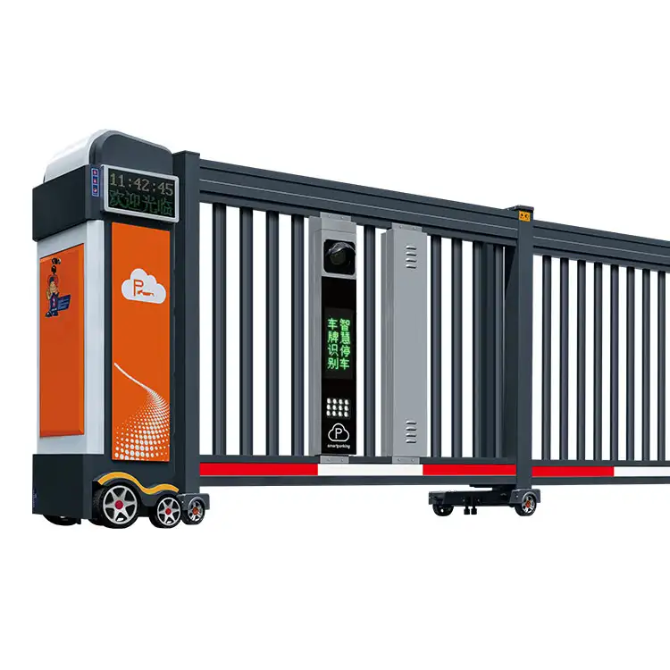 Smart automatic sliding gate with license plate recognition, intelligent parking access control system for community, factory and parking lot