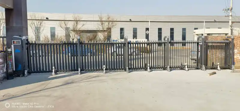 Retractable outdoor gate 2002H,electric telescopic gate installed at factory, Tianjin Baodi project real site photo