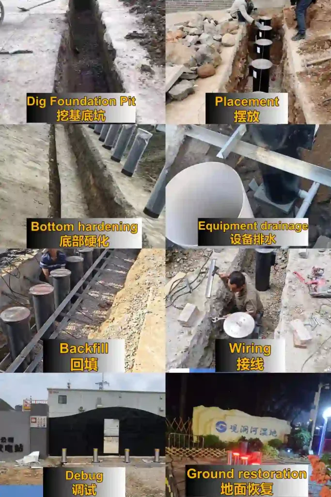 Installation flowchart of rising automatic bollards