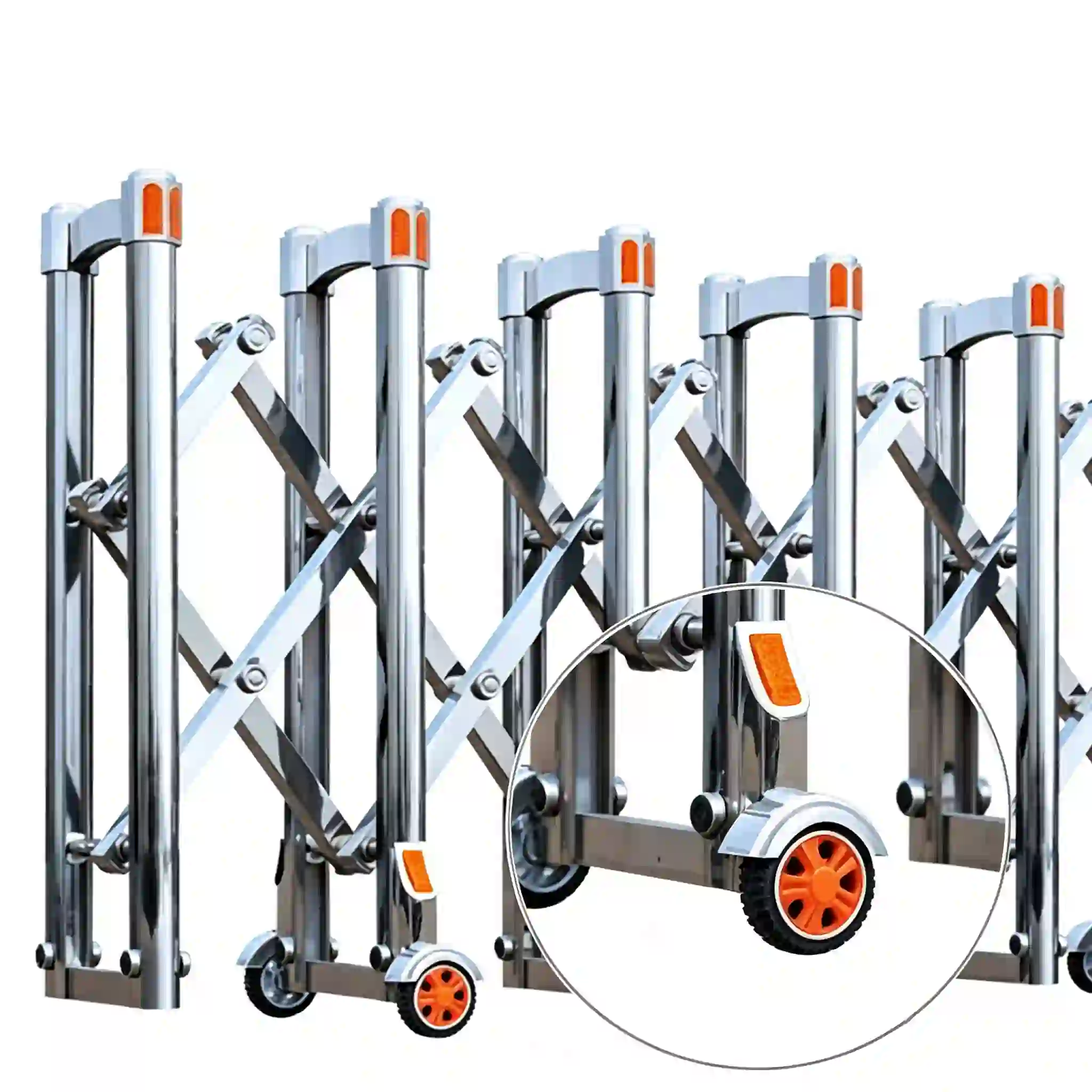 Telescopic stainless steel road barrier silent moving wheel