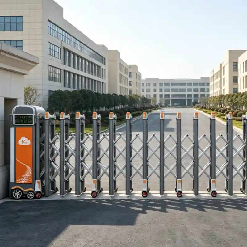 Electric retractable outdoor gate for school entrance, 6063 aluminum alloy expandable security retractable gate for campus driveway access control