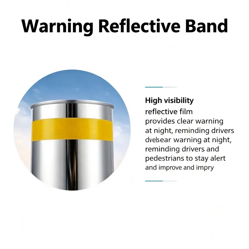 Semi-automatic security bollard warning reflective band, night traffic warning structure