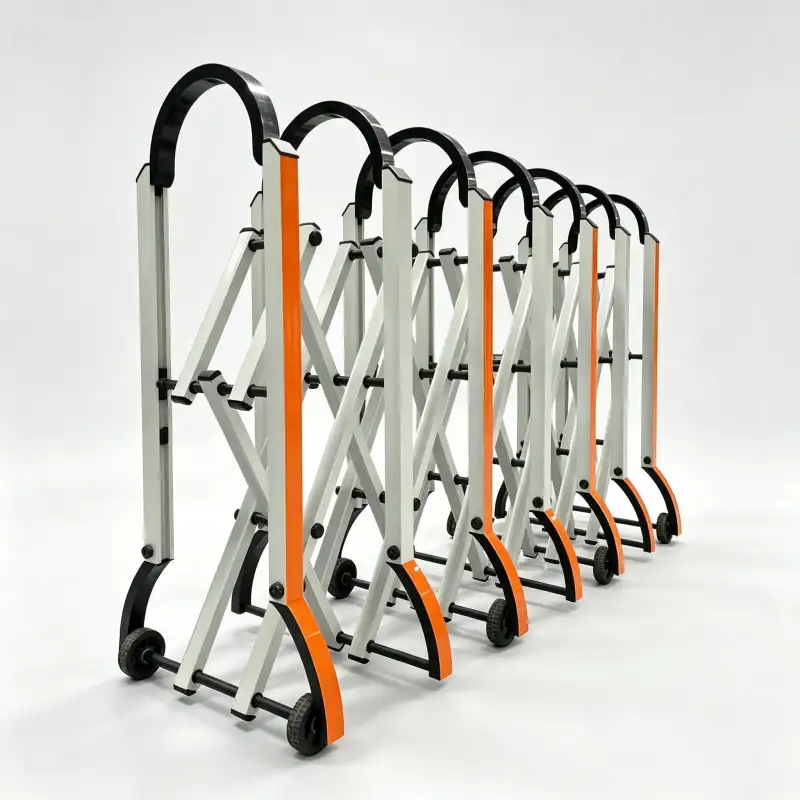 Retractable accordion barrier, aluminium expandable barricade with wheels, portable folding road safety barrier for traffic isolation