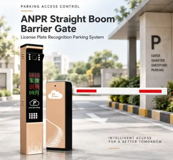 ANPR straight boom barrier gate, automatic license plate recognition smart parking access control system