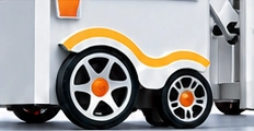 ZJ2003Y retractable gate main wheels with silver spokes and amber accents